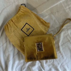 Vintage gold Fendi Cosmetic bag / wristlet